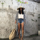 Sexy Black Retro Striped Batwing Sleeve Self Belted Plus Size Long Kimono Tunic Women Tops and Blouses Shirts
