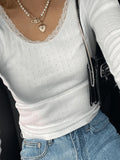 Lace Trim White Knit Top- Outfit
