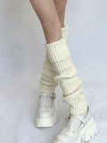 Warm Solid Color Ribbed Knit Leg Warmer- Outfit
