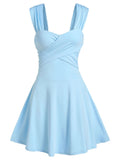 Dress 3XL Women Sleeveless Crossover Mini Flare Dress Sweetheart Neck Elegant Party Sexy Dress