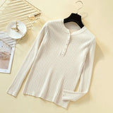 Button Sweater Women Basic Slim Knitted Pullover Women Sweaters Pullovers Jumper Autumn Winter Korean Style Women