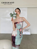 Portrait Print Backless Spaghetti Strap Long Dress For Women Bodycon Bodycon Designer Midi Slip Dress High