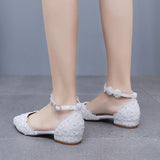 Cm Spring And Summer Flat Hedley Casual Sharp Hollow Sandals Low Heel Shallow Lace Flower Buckle Bridal