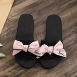 women Bohemia Floral Beach Sandals Striped bow Slippers Flip Flops For Women Summer slippers 3CM High heel