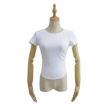 Zingj Trendy Women's Wear Summer New Wrinkled Round-Collar Blouse Shows Slim, Tall Waist, Short Style Navel Short-Sleeved