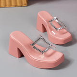 Asia Large-Size High-Head Drill Slippers Women Wear Waterproof Table Thick Bottom Cold Slippers