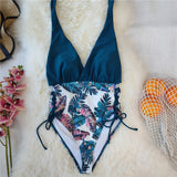 Piece swimsuit 2021 Sexy Solid Green Swimwear Women Swimsuit V-Neck Bathing Suit Beach wear Lace Up Monokini
