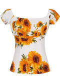 Sexy Women Tops Slim Off The Shoulder Rockabilly 50s Style Vintage Polka Dot Cherry Floral Printing Short Sleeve