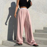 Zingj Women's Pants Autumn New Fashion Loose Casual Pants Niche Design Show Thin Drag Floor Pants Wide Legs-Outfit