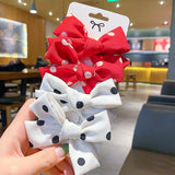 Pcs/set Cotton Dot Printed Hair Clips For Cute Girls Plaid Bowknots Boutique Barrettes Kids Hair Accessories Hairpins 2020