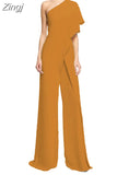 Women One Piece Jumpsuit Dress One Shoulder Casual Overalls Streetwear Wide Leg Jumpsuits Elegant Lady Party Romper