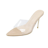 Elegance And Slender Sandals Summer New Pointed Toe Transparent With Fine High-Heeled