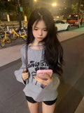 Aesthetic Spider Print Women Long Sleeve T-shirt O Neck Bandage Vintage Solid Slim Fit Tshirts Harajuku Sexy Tee Shirt