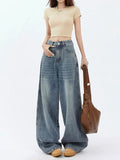 Zingj Wide-Leg Jeans Female Autumn 2024 New High Waist Loose Show Thin Feeling Straight Floor