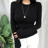 Summer Top Sexy T Shirt Women 2021 Elasticity Korean Style Woman Clothes Slim Tshirt Female Casual Long Sleeve