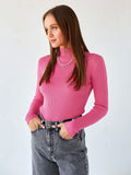 Color Half Collar Slim Knit Bottoming