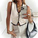 And Winter Repair Chain Decoration Design Cross-Knit Sweater Bottom