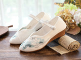 Zingj Not Include Shoe Box Pointed Shoes Single Shoes Spring And Summer Beef Tendon Bottom Lady Shoes Plate Buckle Embroidered Cloth Shoes With Cheongsam Women's