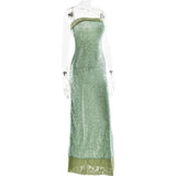 Sequin Strapless Sheer Maxi Dress-Outfit