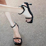 Soft ~ Peaching Feeling Side Toe With Fashion Fine Heel Women's Summer White High Heels Roman