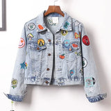 New Large Size Embroidery Epaulet Denim Jacket Coat + Mini Jean Skirt Outfits Fashion Women Suit Office Two Piece Set