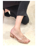 Zingj Square Head High Heel Sandals 2023 New Female Summer Transparent With Thick With Transparent And Fashion Lady Everyday Slippers-Outfit