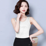 women Summer V Neck Chiffon Vest Sleeveless Casual Blusas Tank Tops Silk Patchwork T Shirt Bottom Camisole 2021 New