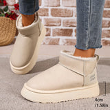 Bottom Snow Boots Women's New 2025 Heightening Thick Winter Waterproof Cotton Shoes To Keep Warm Short Cylinders With Velvet