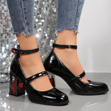 Rose Coarse Heel French Mary Jane Shoes Retro Single Shoes 2025 New Spring And Autumn