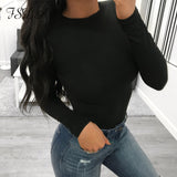 Long Sleeve Knitted Skinny Bodysuit Women Winter Autumn 2021 Solid Square Collar White Black Casual Body Top