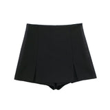 Women's Clothing 2025 Spring New Silk-Sense Texture Spliced Tight Body Clothes + Open-Fork Splicing Skirt