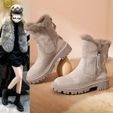 Zingj Shoes Women 2023 New Winter Fur One Snow Boots Ankle Boots Big Cotton Shoes Women-Outfit