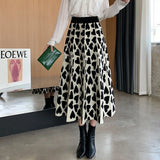 Women Lovely Knitted Skirt New Style Autumn Winter High Waist Slim Midi A-line Casual Skirts Fashion Ladies