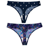 2pcs Sexy Flowers Lingerie Woman Knickers Low-waist Panties Thong Seamless Breathable Underwear Female G String