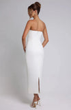 Solid Strapless Bodycon Midi Dress-Outfit