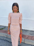 Women Fashion Printed Split Skirt Suits Chic O Neck Cropped Tops High Waist Slim Midi Skirt Spring New Lady Street Office