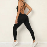 Backless Bodycon Scrunch Jumpsuit Raises Butt Women Dance Fitness Overalls Push Up Sleeveless Yoga Sport Jump Suit