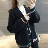 Women Patchwork Ribbed Knitwear Soft Charm Newest Fashion Loose Pius Size 3XL Daily Lovely Preppy Style Ulzzang