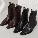 Western Cowboy Boots Women Naked Boots 2025 New Spring And Autumn Fashion Temperament Wrinkle V Mouth Thick And Short