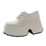 Square Head Loafers Women 2025 New Fashion Increased Front Tie Single Shoes Casual College Wind Small Leather