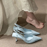 Salt Blue Sense French Temperament Baotou Sandals Women 2025 Spring And Summer New Fine Heel Head Back Empty Single