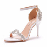 Shallow Word With A Golden Diamond High-Heeled Sandals Fine Heel With A Buckle Ball Ball