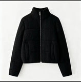Winter Women's Street Fashion Collar Knitting Warm Zipper Cotton