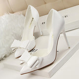 Zingj Korean Version Of Fashion Delicate Sweet Bow High Heels Fine Heel High Heel Shallow Mouth Tip
