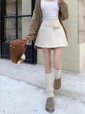 Bow Solid High Waist Pleated A-line Skirt- Outfit