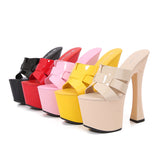 Zingj Hate Sky Nightclub Super High Heels Slippers Women's Work Shoes Show Pole Dance