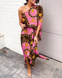 Independent Station Sexy And Popular Style Oblique Shoulder Single-Sleeved Dress For