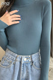 Women Pullovers Sweater Autumn Winter Turtleneck Knitted Sweater Women Long Sleeve Tops Short Slim Sweaters Girls Clothes