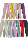 Trousers Slimming Solid Color Pleating Formal