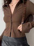 vintage polo collar long sleeve rib